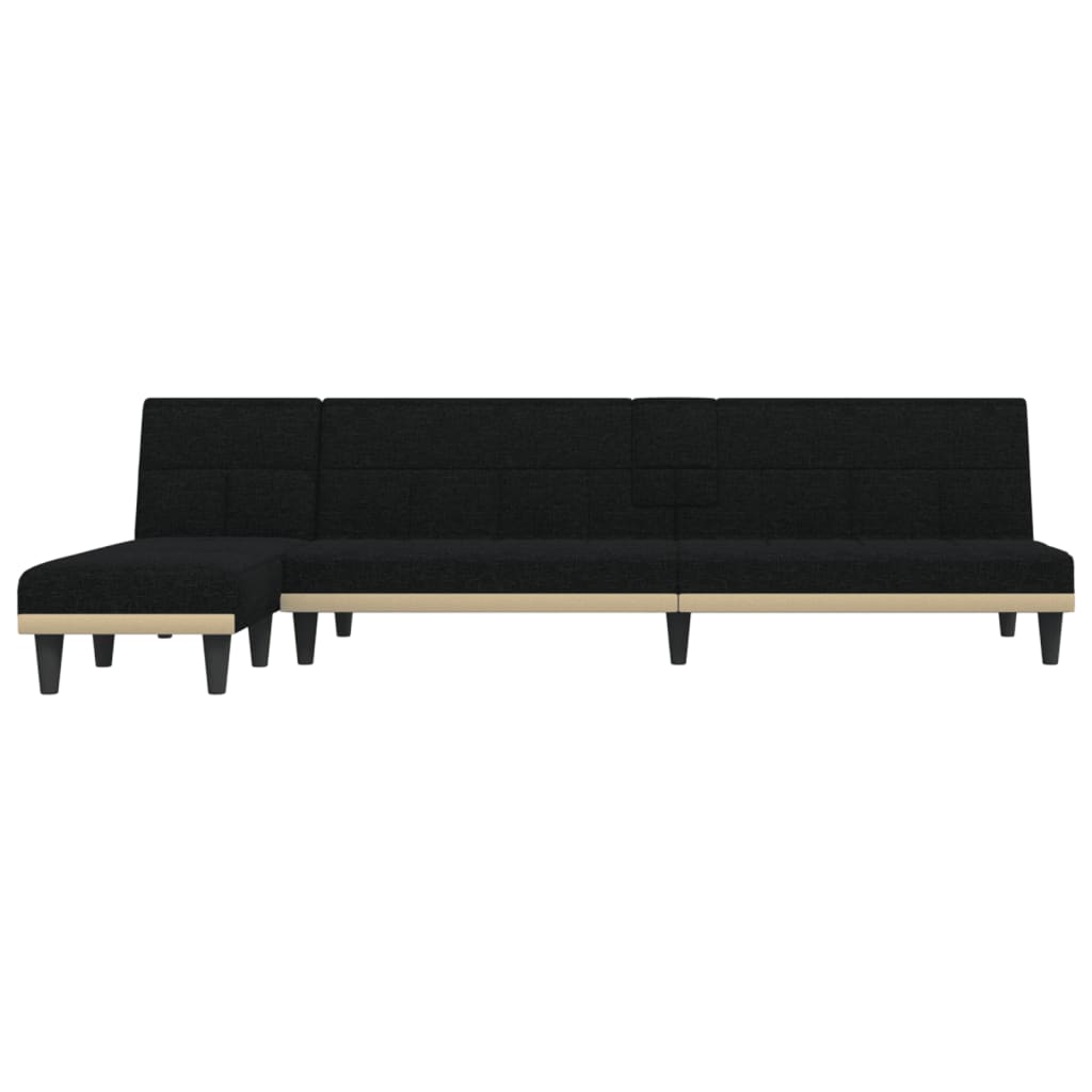 L-shaped Sofa Bed Black 255x140x70 cm Fabric