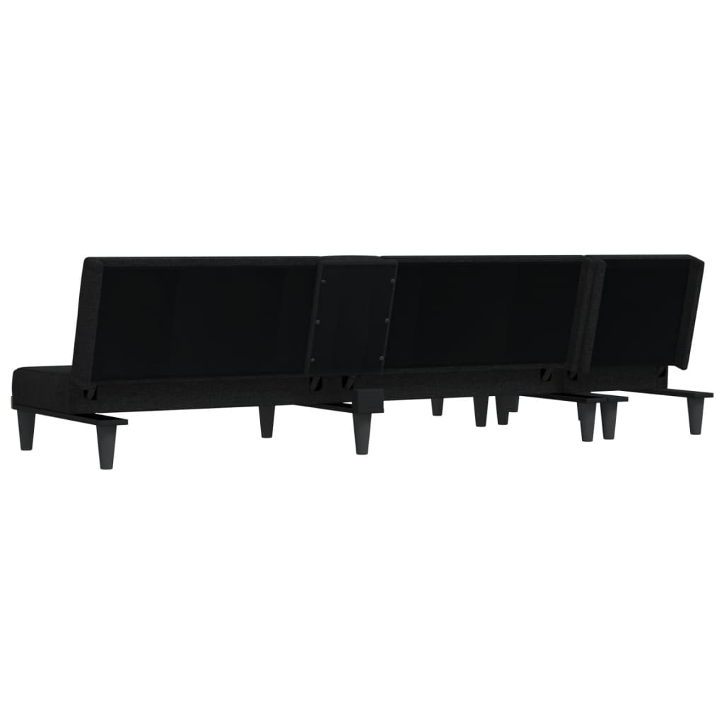 L-shaped Sofa Bed Black 255x140x70 cm Fabric