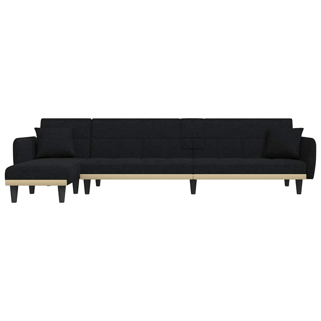 L-shaped Sofa Bed Black 275x140x70 cm Fabric