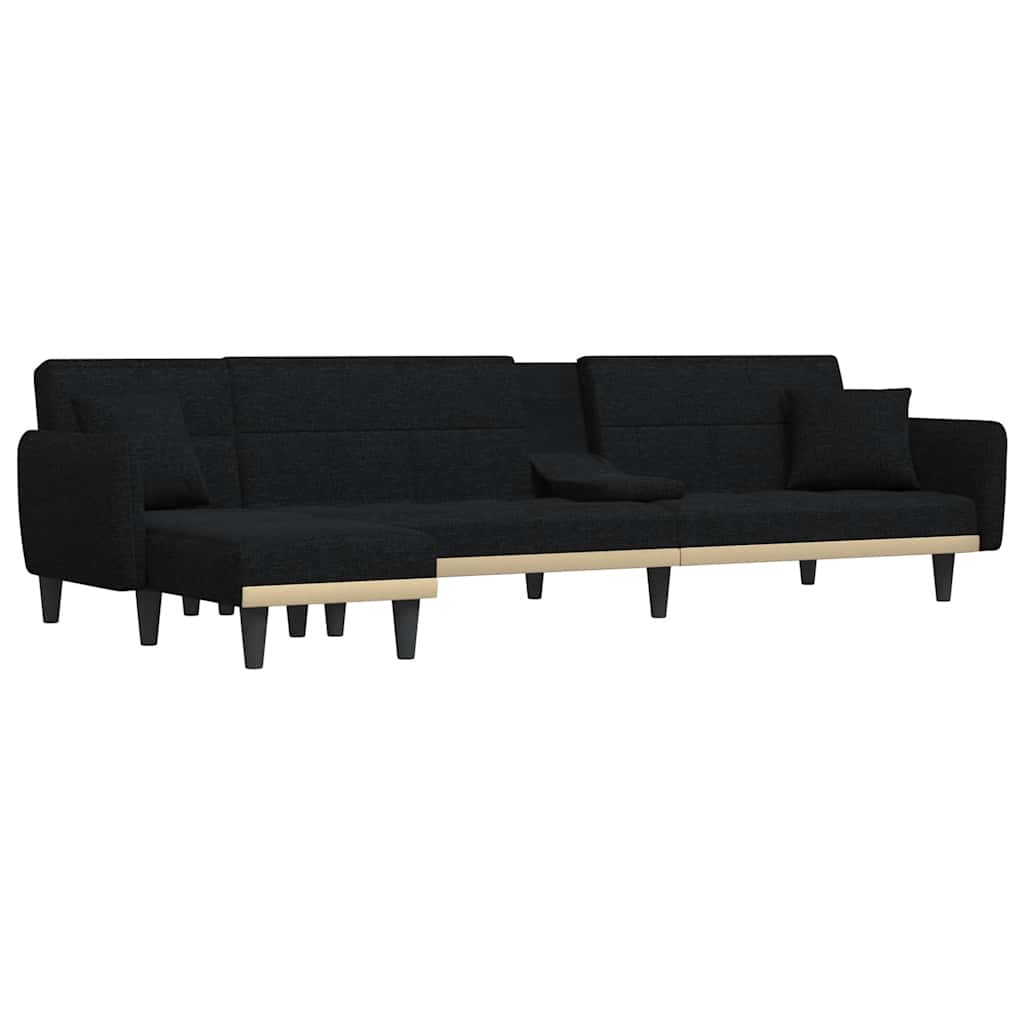 L-shaped Sofa Bed Black 275x140x70 cm Fabric