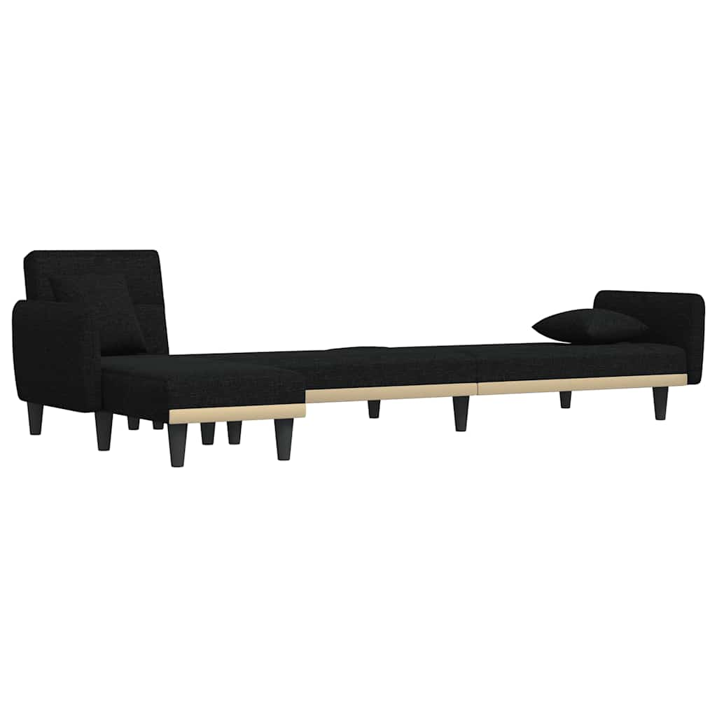 L-shaped Sofa Bed Black 275x140x70 cm Fabric