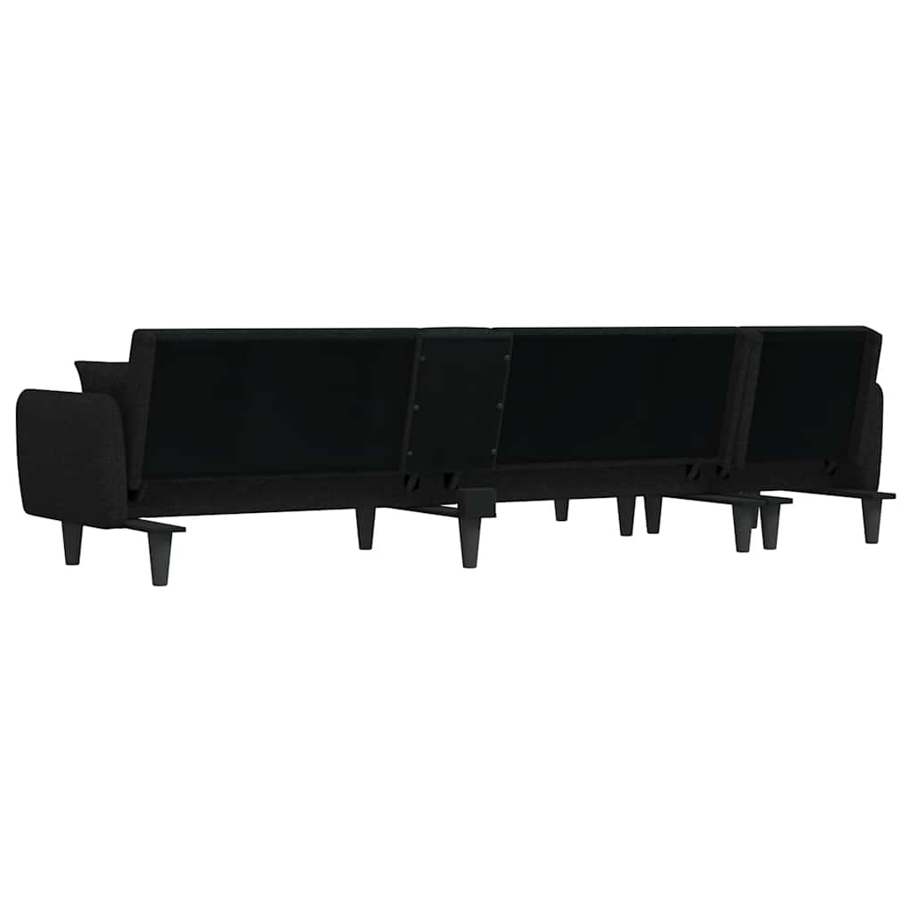 L-shaped Sofa Bed Black 275x140x70 cm Fabric