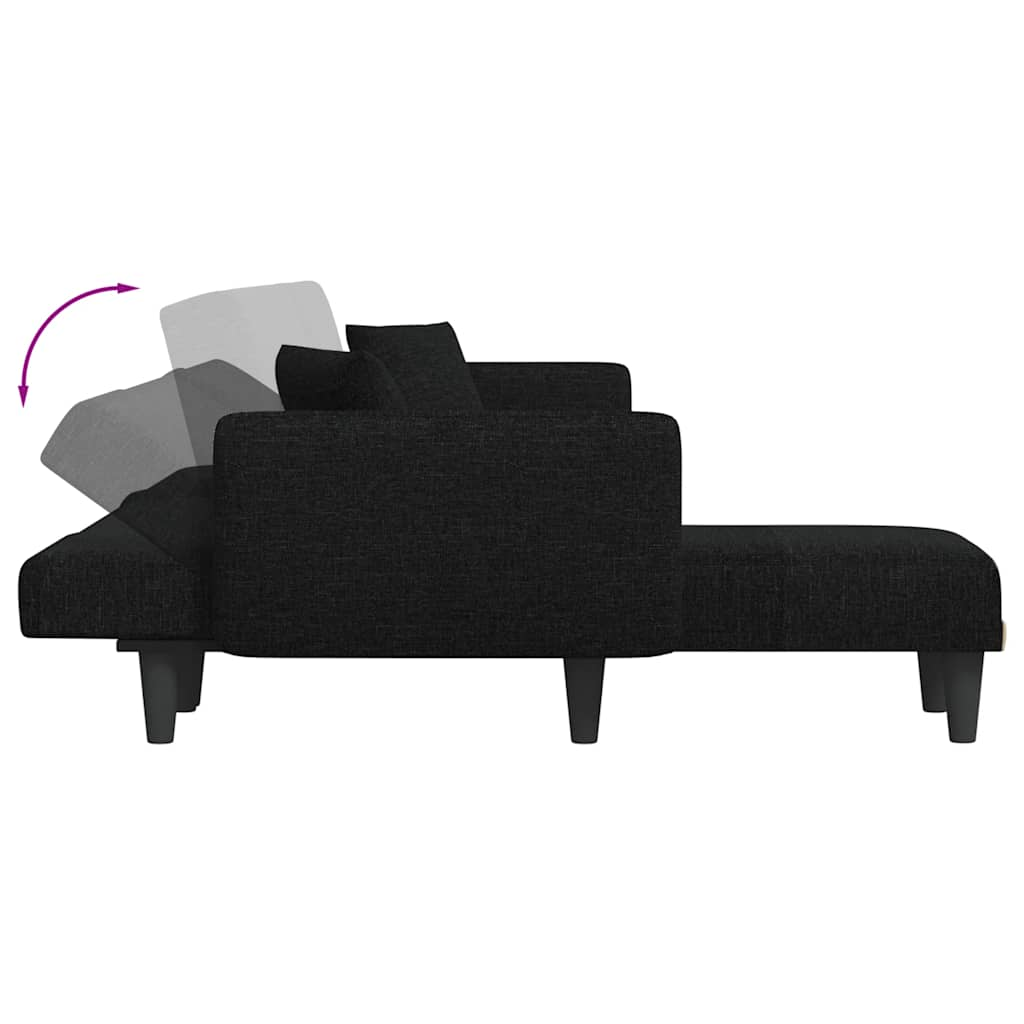 L-shaped Sofa Bed Black 275x140x70 cm Fabric