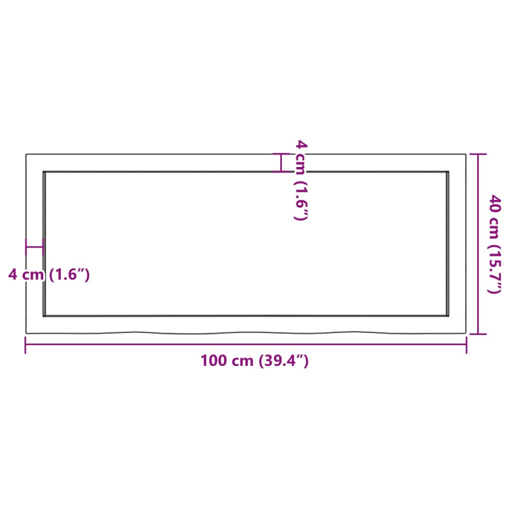 Bathroom Countertop Dark Brown 100x40x4 cm Treated Solid Wood