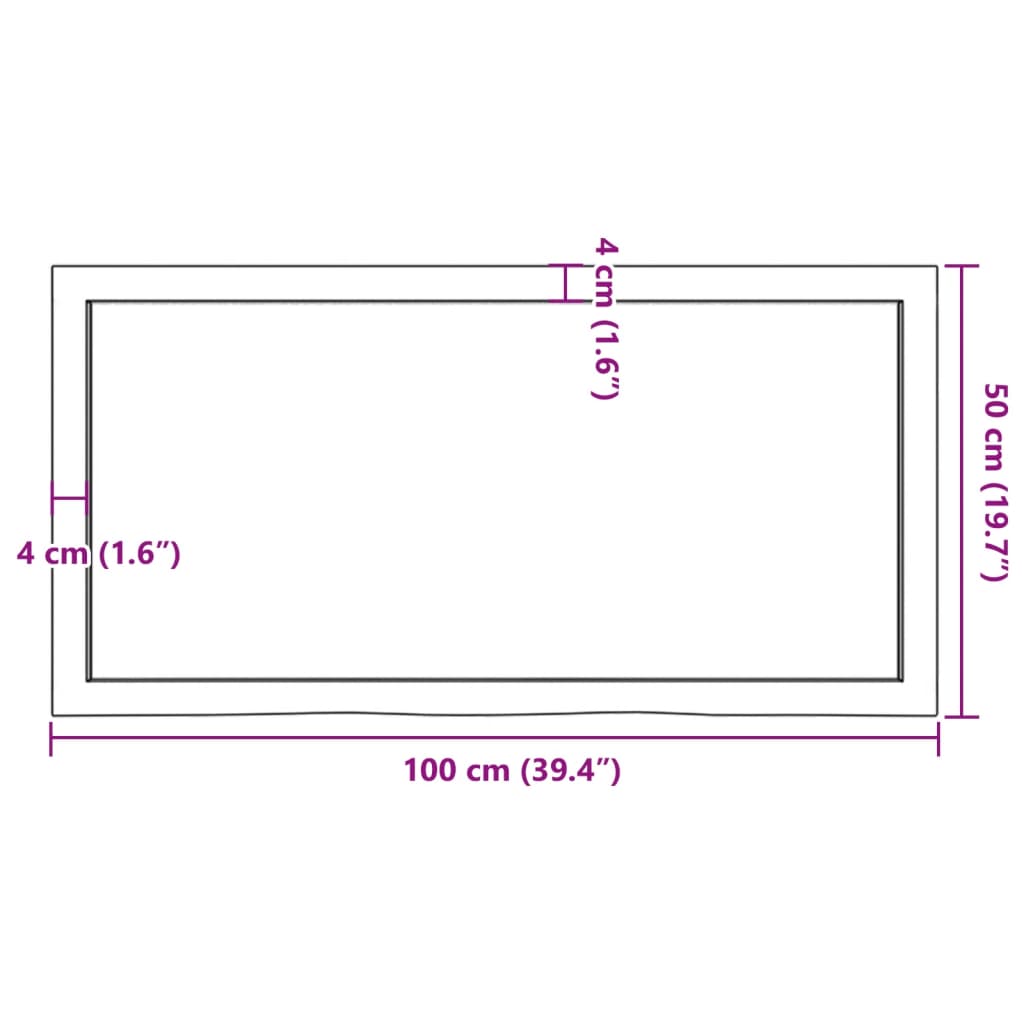 Bathroom Countertop Dark Brown 100x50x4 cm Treated Solid Wood