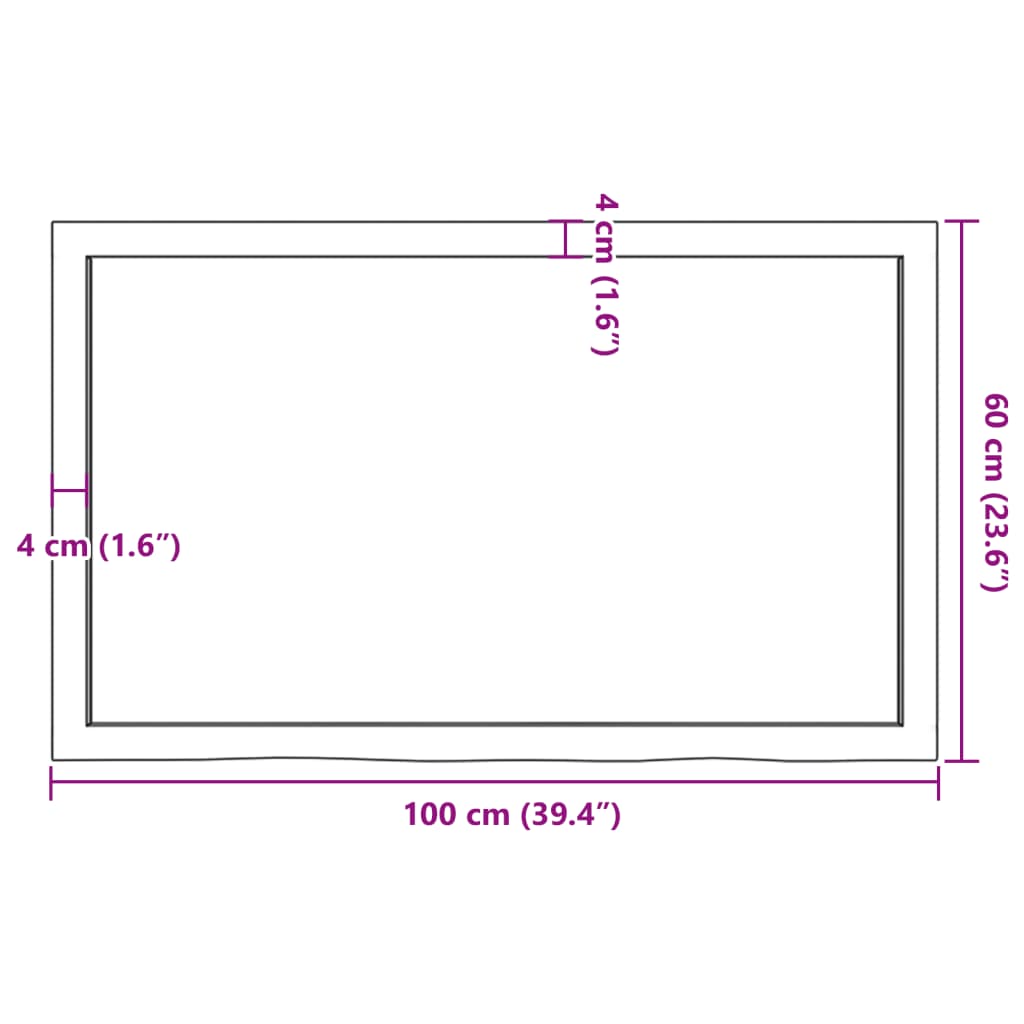 Bathroom Countertop Dark Brown 100x60x6 cm Treated Solid Wood