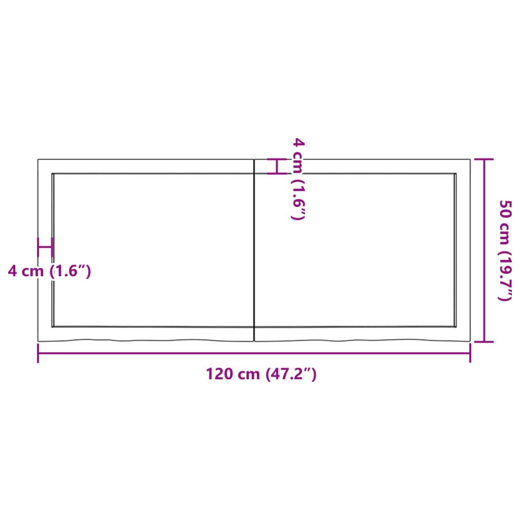 Bathroom Countertop Dark Brown 120x50x6 cm Treated Solid Wood