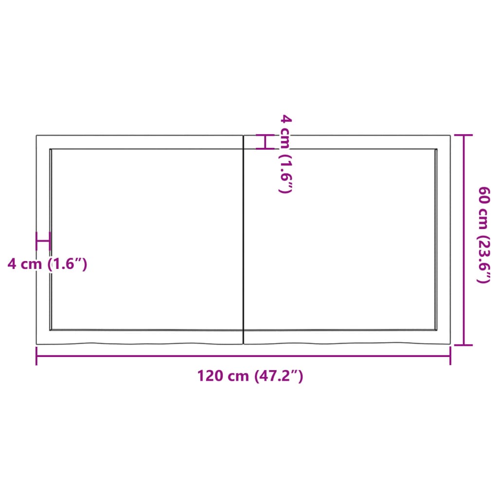 Bathroom Countertop Dark Brown 120x60x4 cm Treated Solid Wood