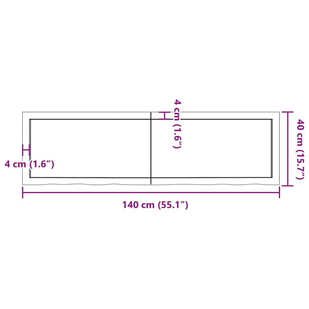 Bathroom Countertop Dark Brown 140x40x4 cm Treated Solid Wood