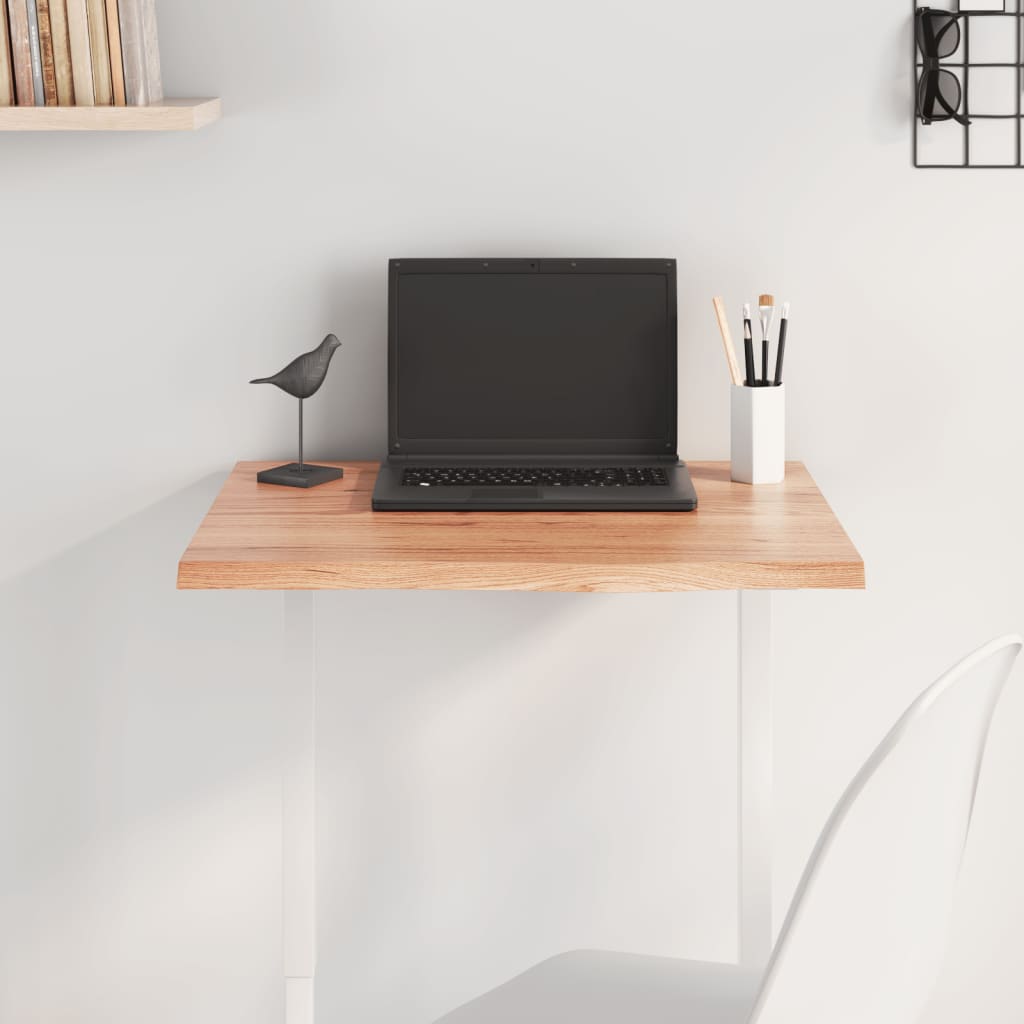 Table Top Light Brown 60x50x2 cm Treated Solid Wood Oak