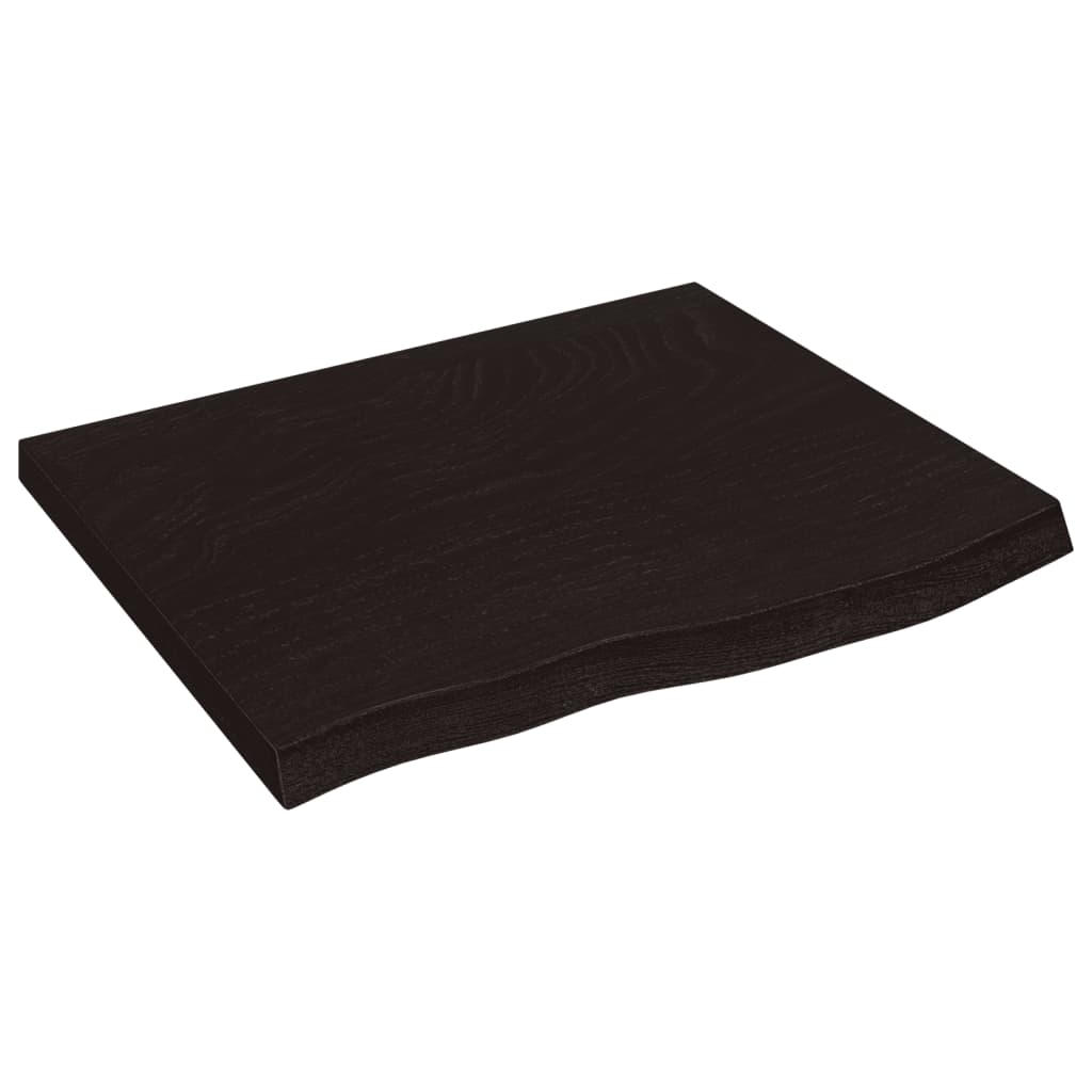 Table Top Dark Brown 60x50x4 cm Treated Solid Wood Oak