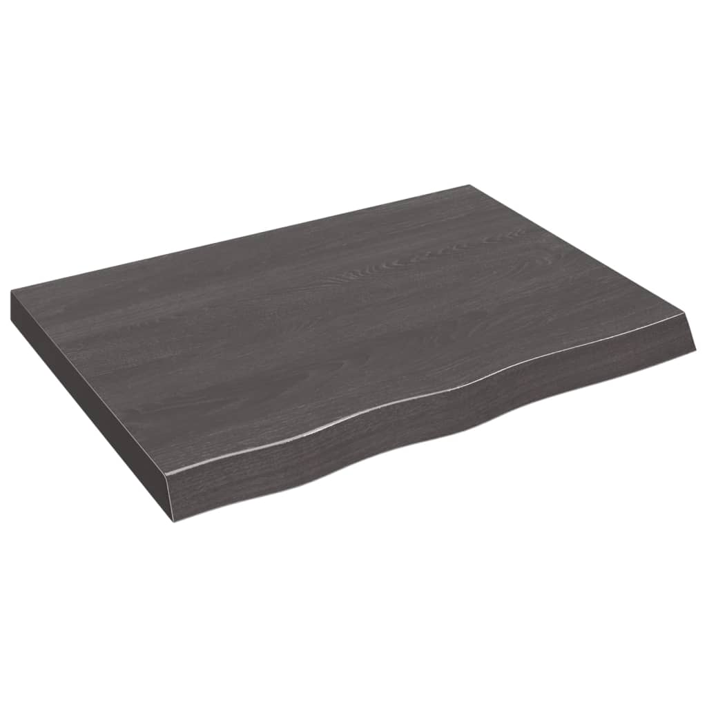 Table Top Dark Brown 80x60x6 cm Treated Solid Wood Oak