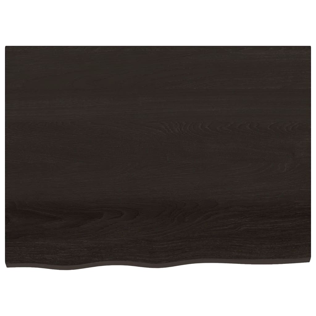 Table Top Dark Brown 80x60x6 cm Treated Solid Wood Oak