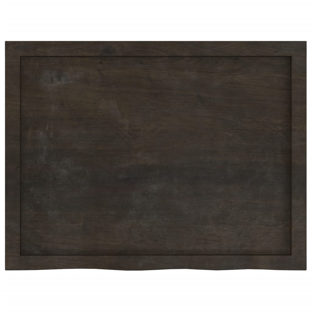 Table Top Dark Brown 80x60x6 cm Treated Solid Wood Oak