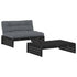 2 Piece Garden Lounge Set with Cushions Black Solid Wood