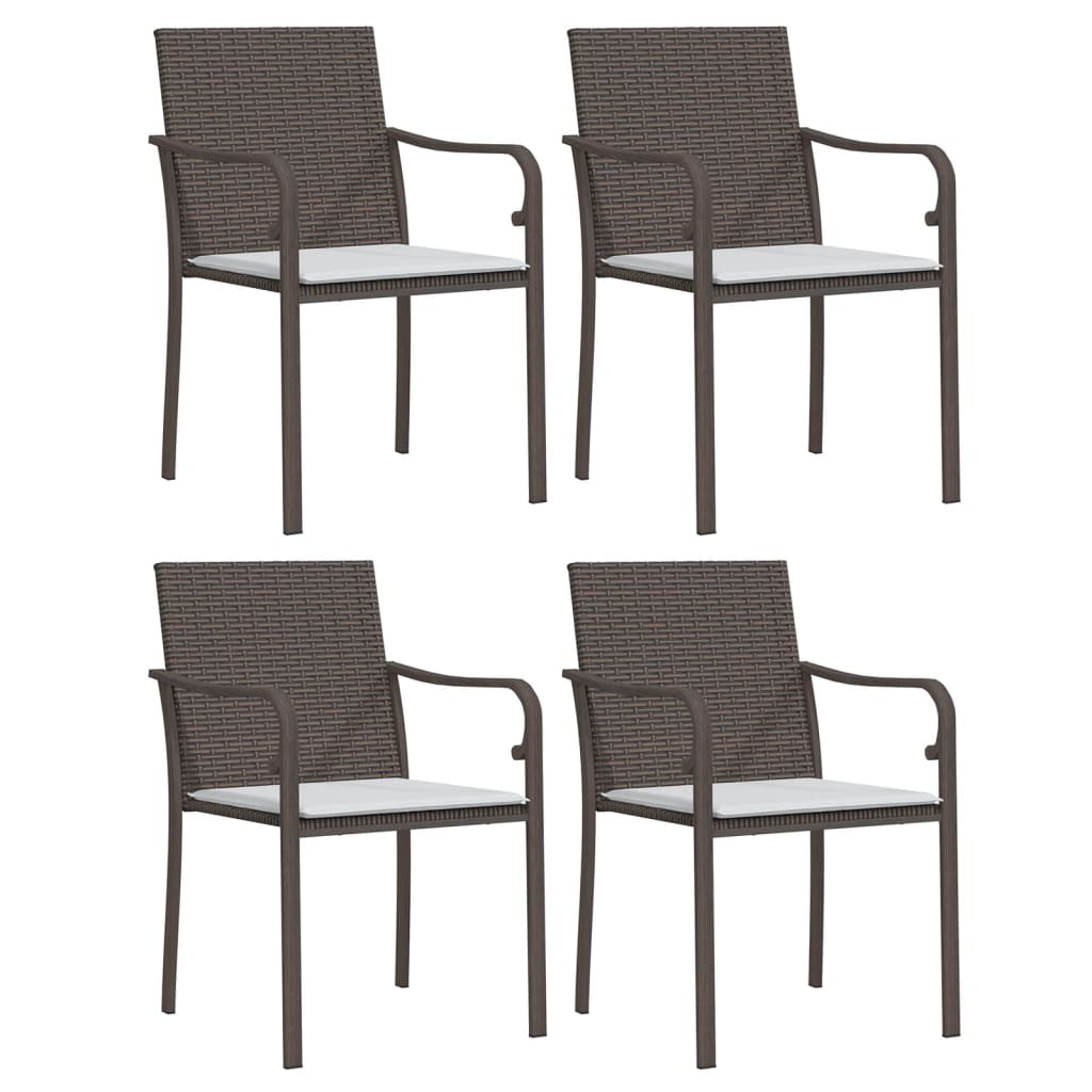 Garden Chairs with Cushions 4 pcs Brown 56x59x84 cm Poly Rattan