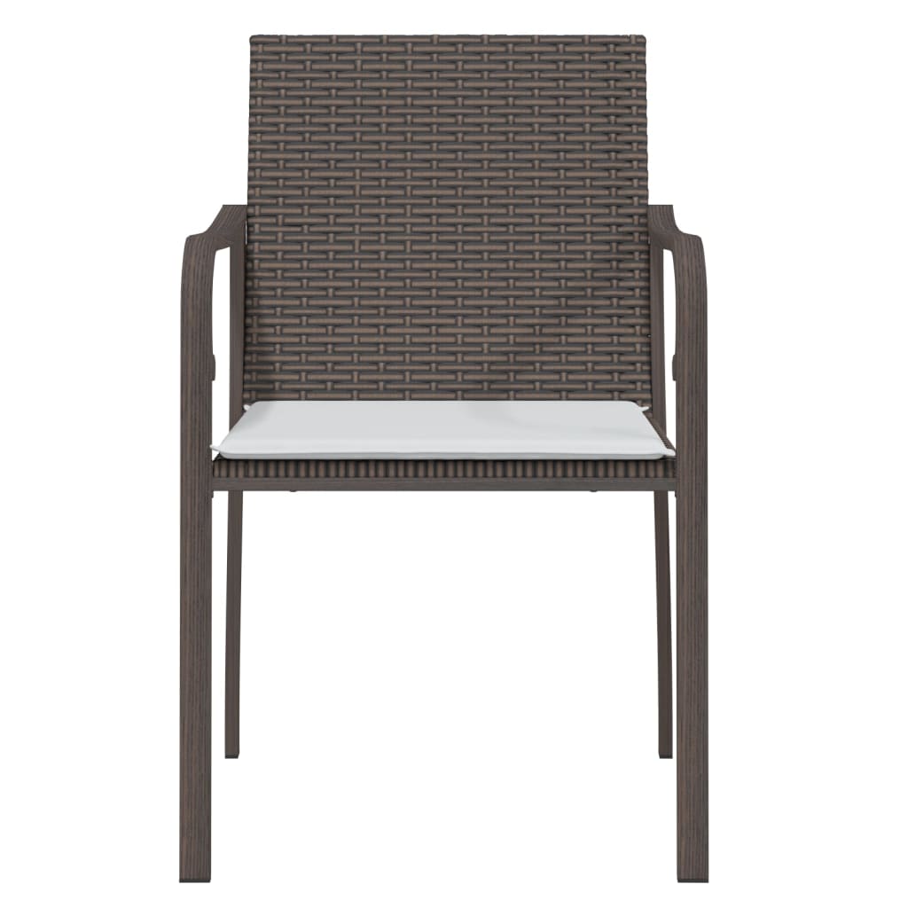 Garden Chairs with Cushions 4 pcs Brown 56x59x84 cm Poly Rattan