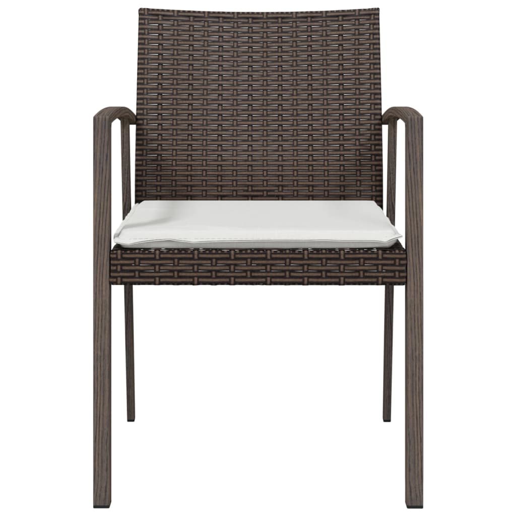 Garden Chairs with Cushions 4 pcs Brown 56.5x57x83 cm Poly Rattan