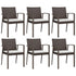 Garden Chairs with Cushions 6 pcs Brown 56.5x57x83 cm Poly Rattan