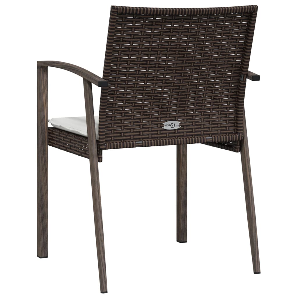 Garden Chairs with Cushions 6 pcs Brown 56.5x57x83 cm Poly Rattan