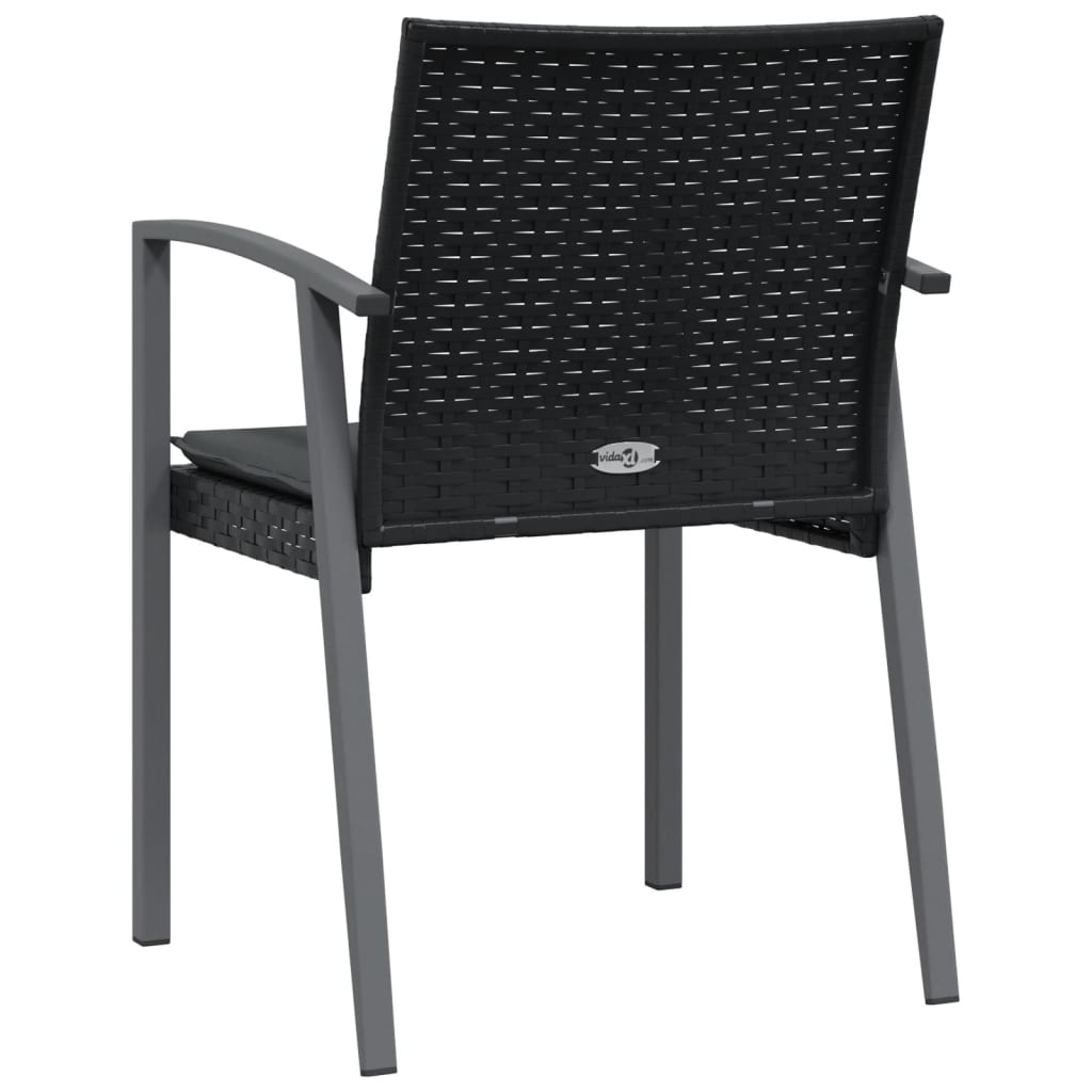 Garden Chairs with Cushions 4 pcs Black 56.5x57x83 cm Poly Rattan