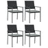 Garden Chairs with Cushions 4 pcs Black 54x62.5x89 cm Poly Rattan