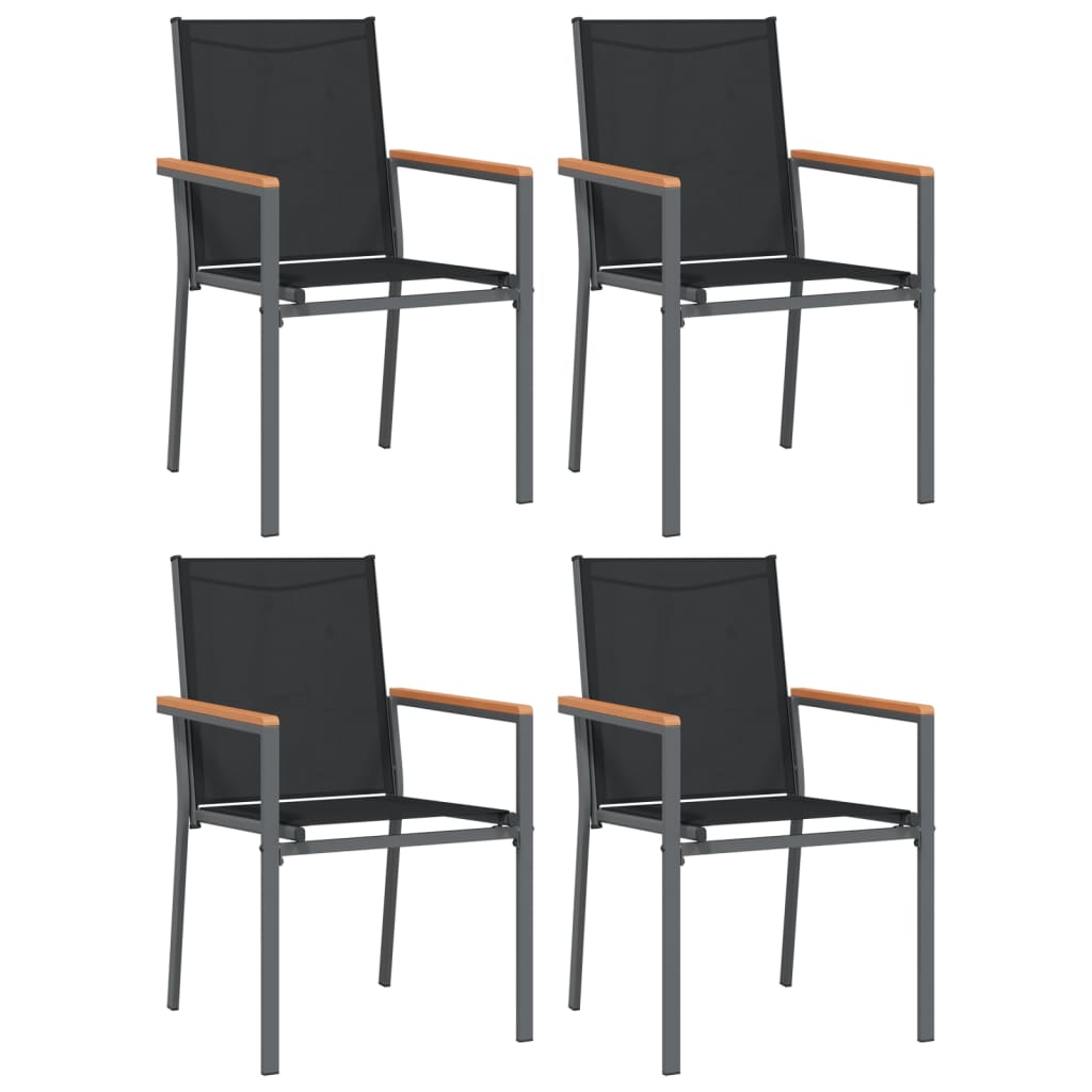 Garden Chairs 4 pcs Black 55x61.5x90 cm Textilene and Steel