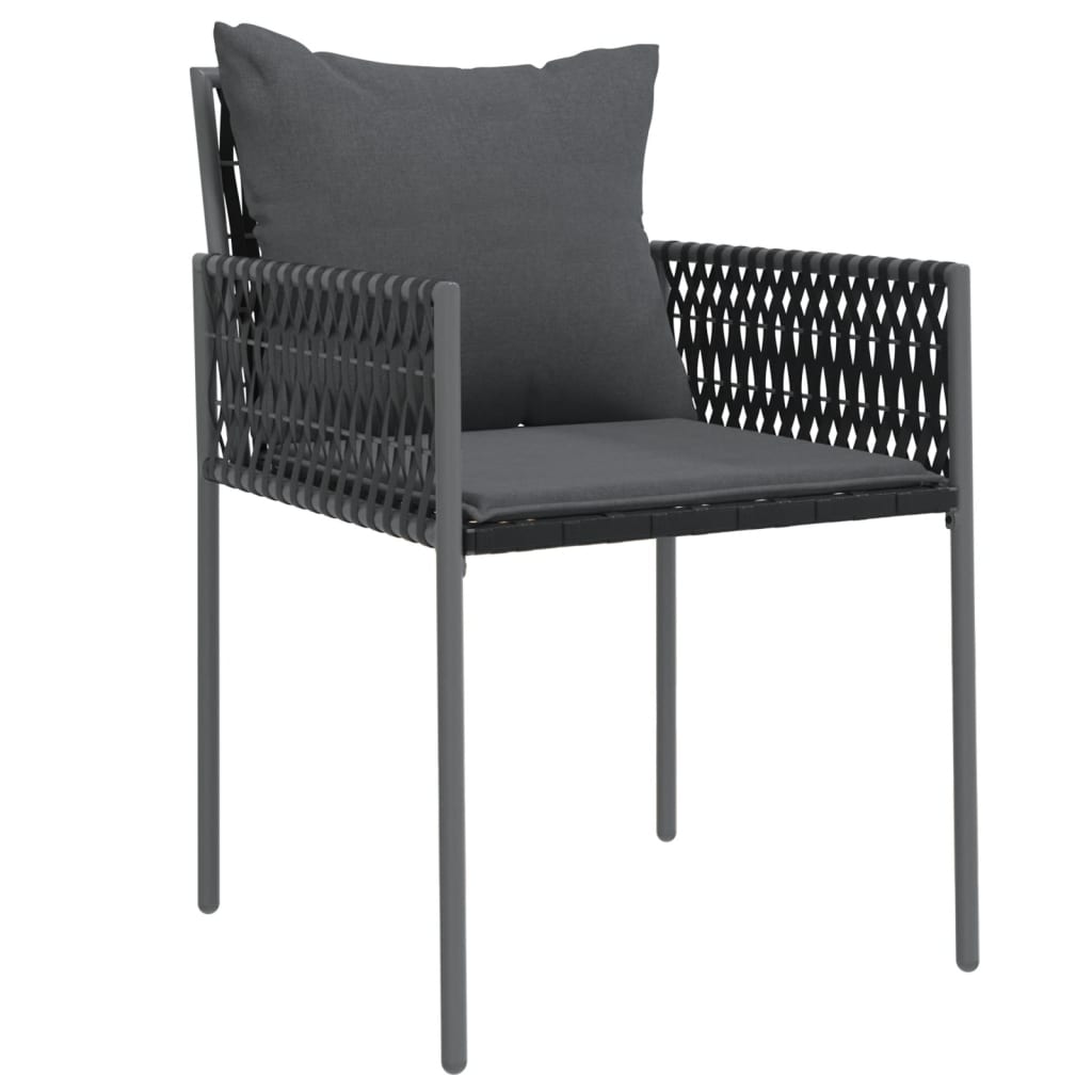 Garden Chairs with Cushions 6 pcs Black 54x61x83 cm Poly Rattan