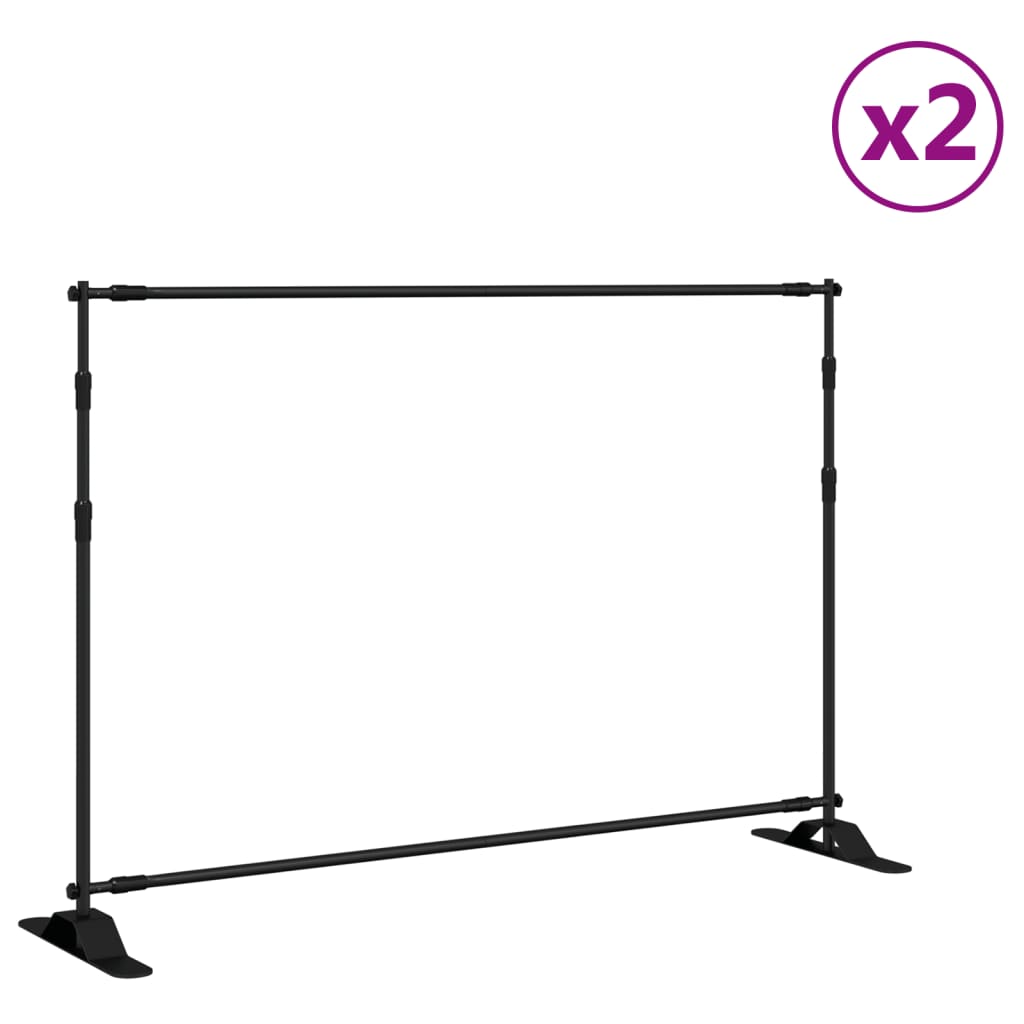 Backdrop Stands 2 pcs Black 305x243 cm Steel