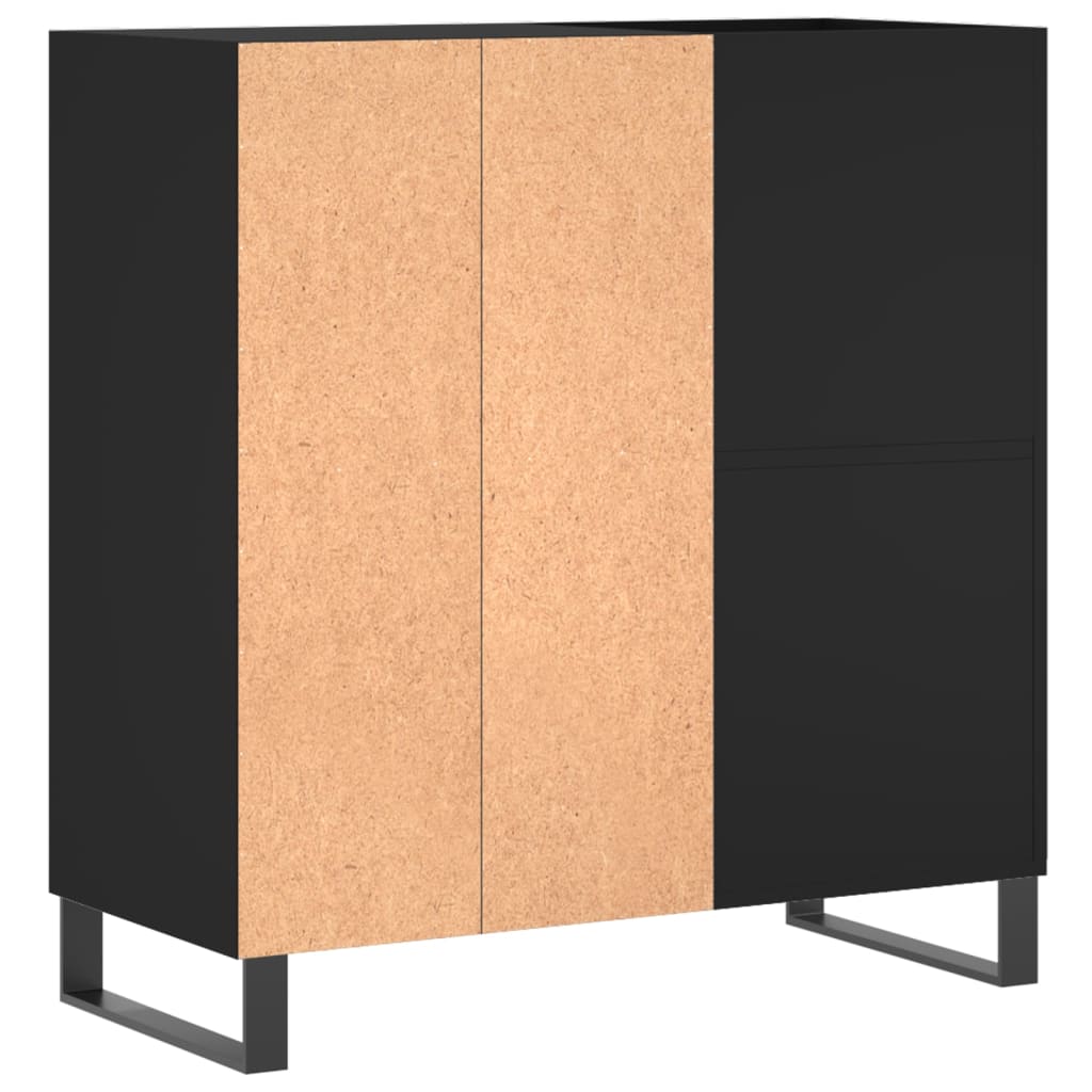 Record Cabinet Black 84.5x38x89 cm Engineered Wood