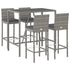 5 Piece Outdoor Bar Set with Cushions Grey Poly Rattan