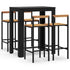 5 Piece Garden Bar Set Black Poly Rattan&Solid Wood Acacia