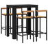 5 Piece Garden Bar Set Black Poly Rattan&Solid Wood Acacia