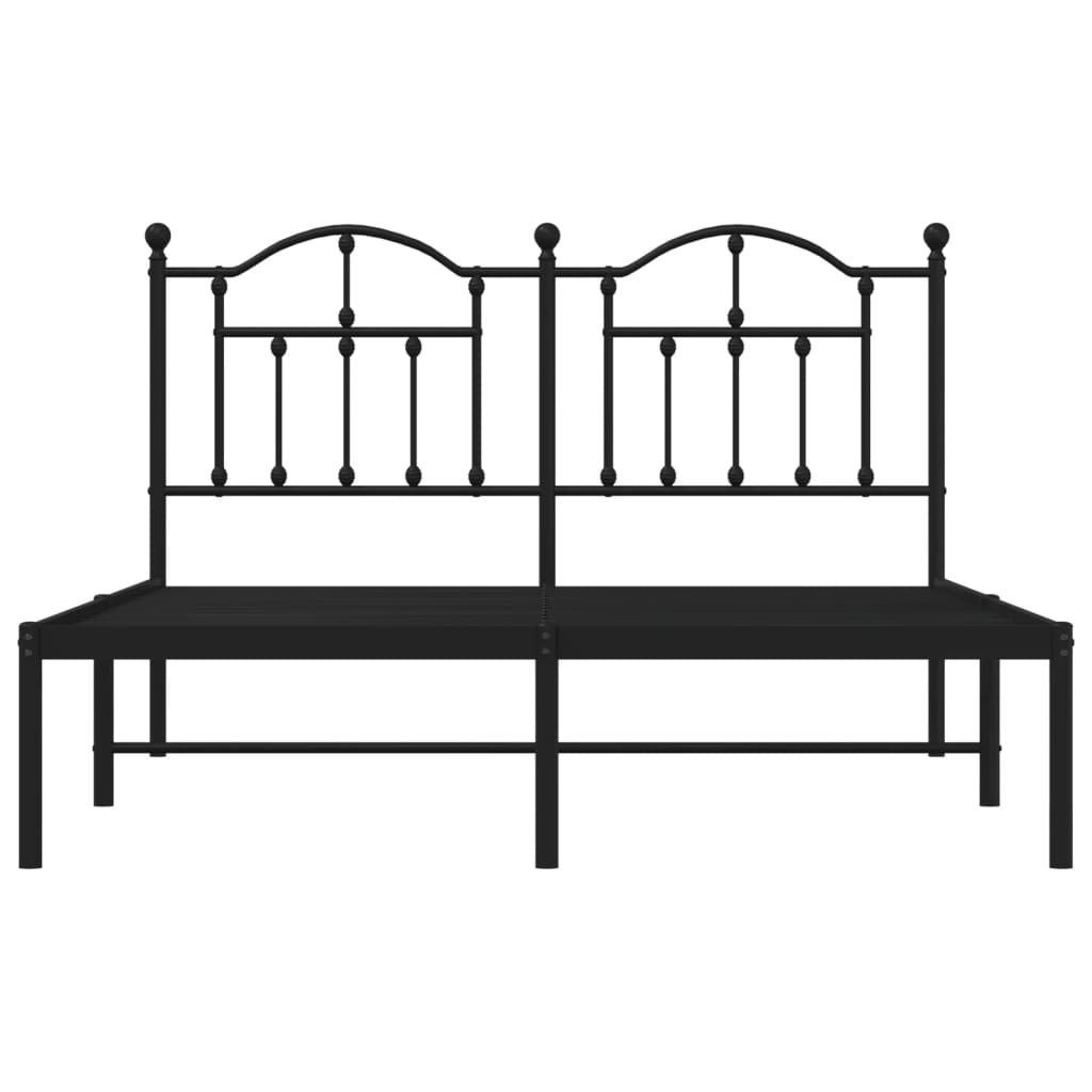 Metal Bed Frame without Mattress with Headboard Black 150x200 cm