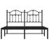 Metal Bed Frame without Mattress with Headboard Black 150x200 cm