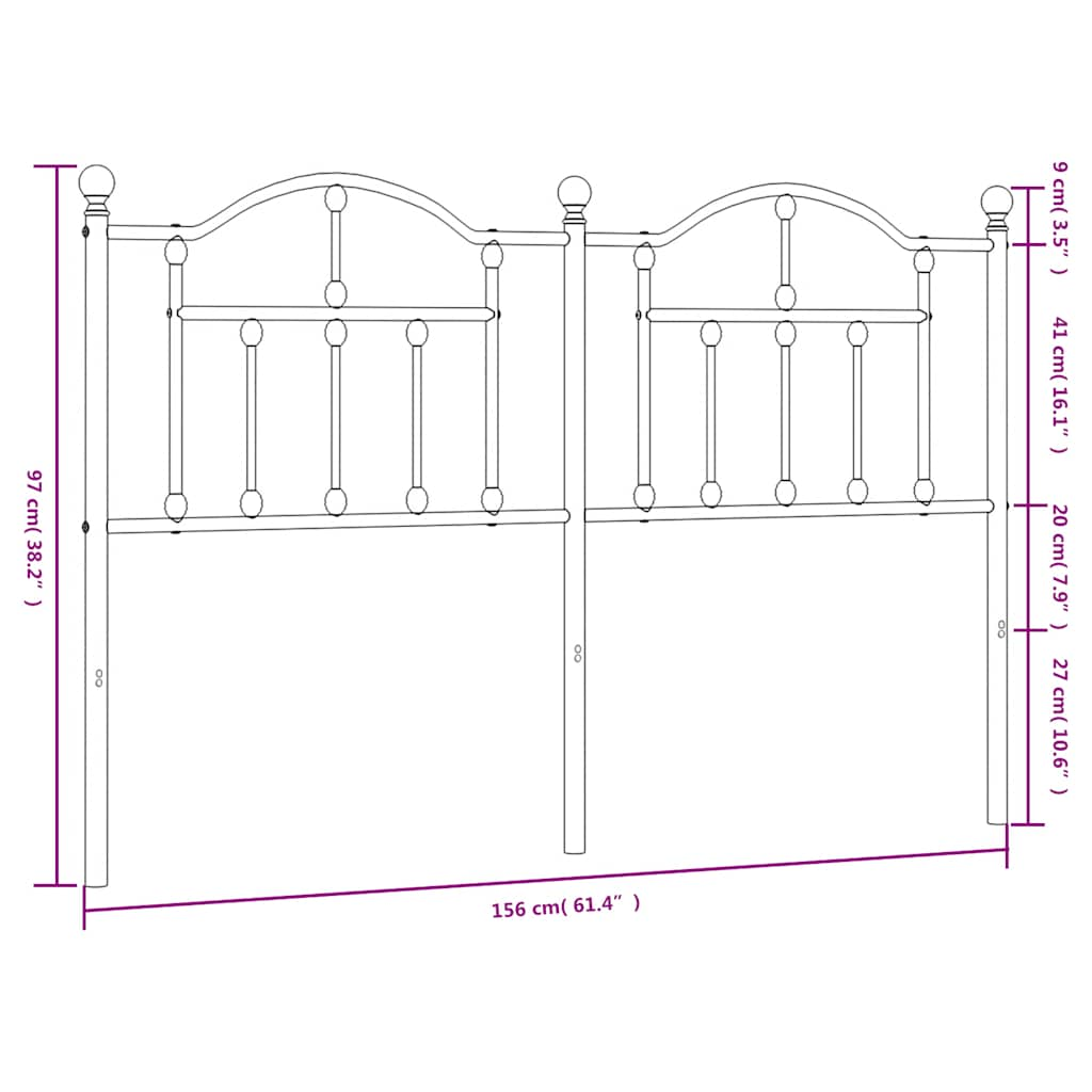 Metal Headboard White 152 cm Queen