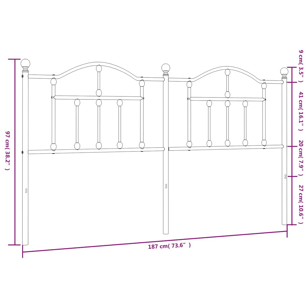 Metal Headboard White 183 cm King