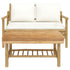 2 Piece Garden Lounge Set with Cream White Cushions Bamboo