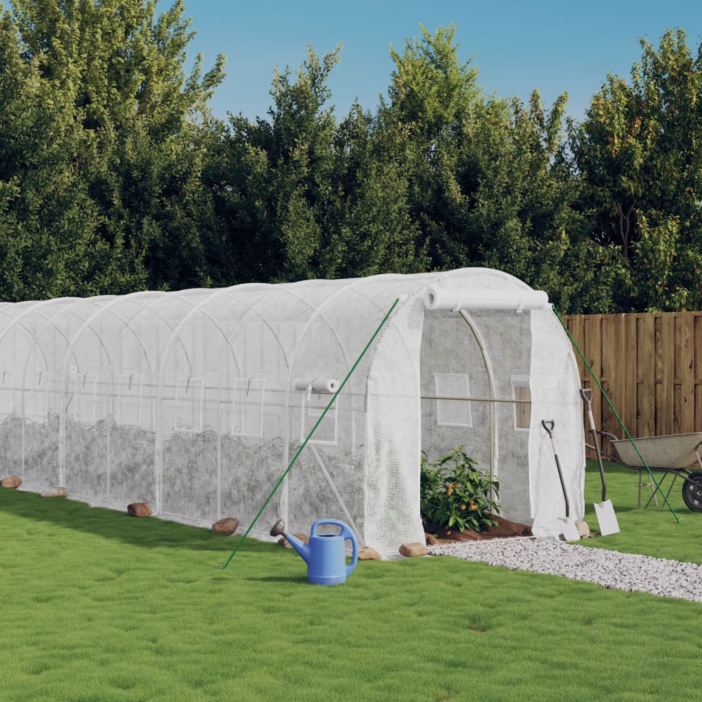 Greenhouse with Steel Frame White 20 m² 10x2x2 m