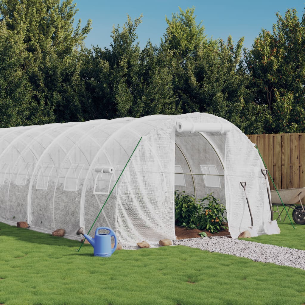 Greenhouse with Steel Frame White 42 m² 14x3x2 m