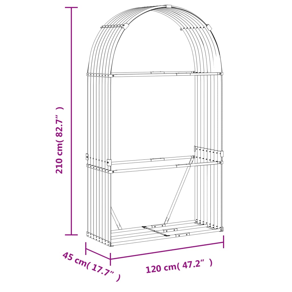 Log Holder Green 120x45x210 cm Galvanised Steel