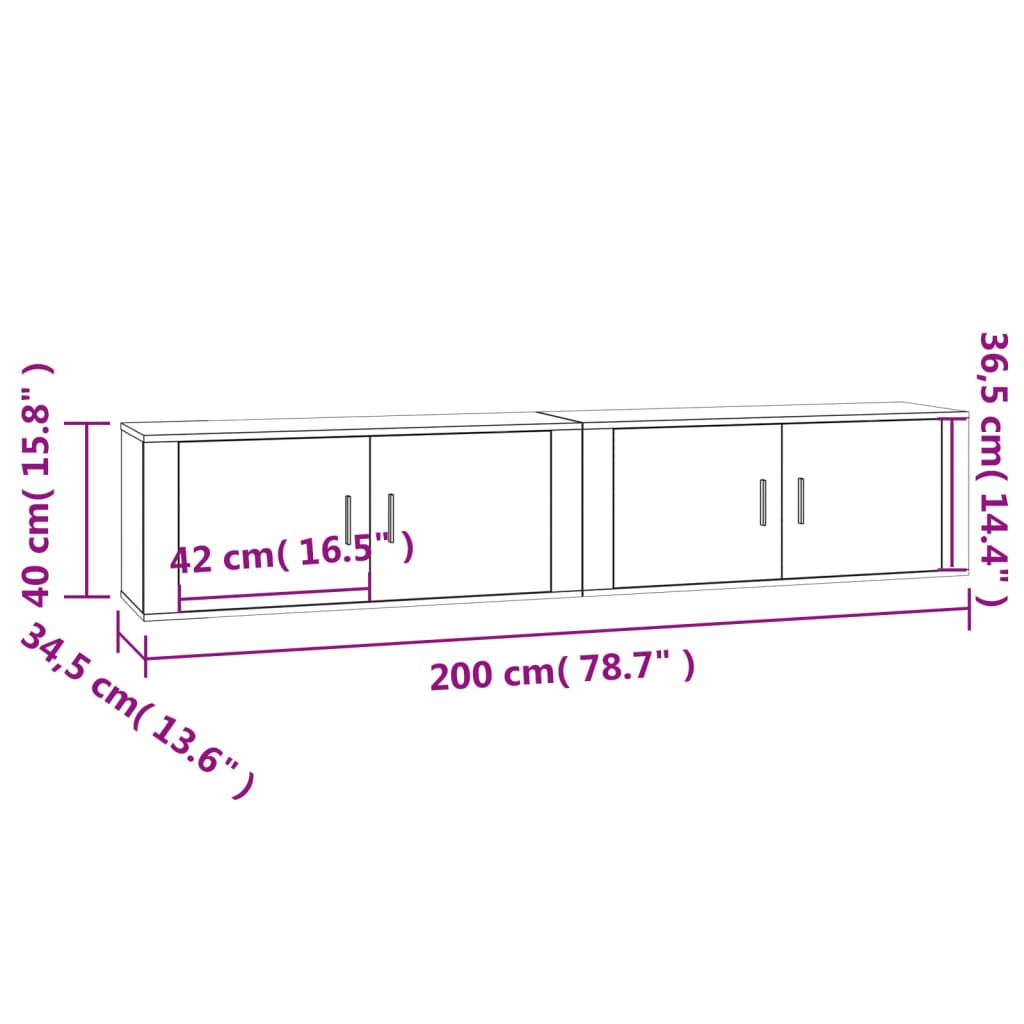 Wall-mounted TV Cabinets 2 pcs White 100x34.5x40 cm