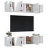 6 Piece TV Cabinet Set White Engineered Wood