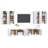 6 Piece TV Cabinet Set White Engineered Wood