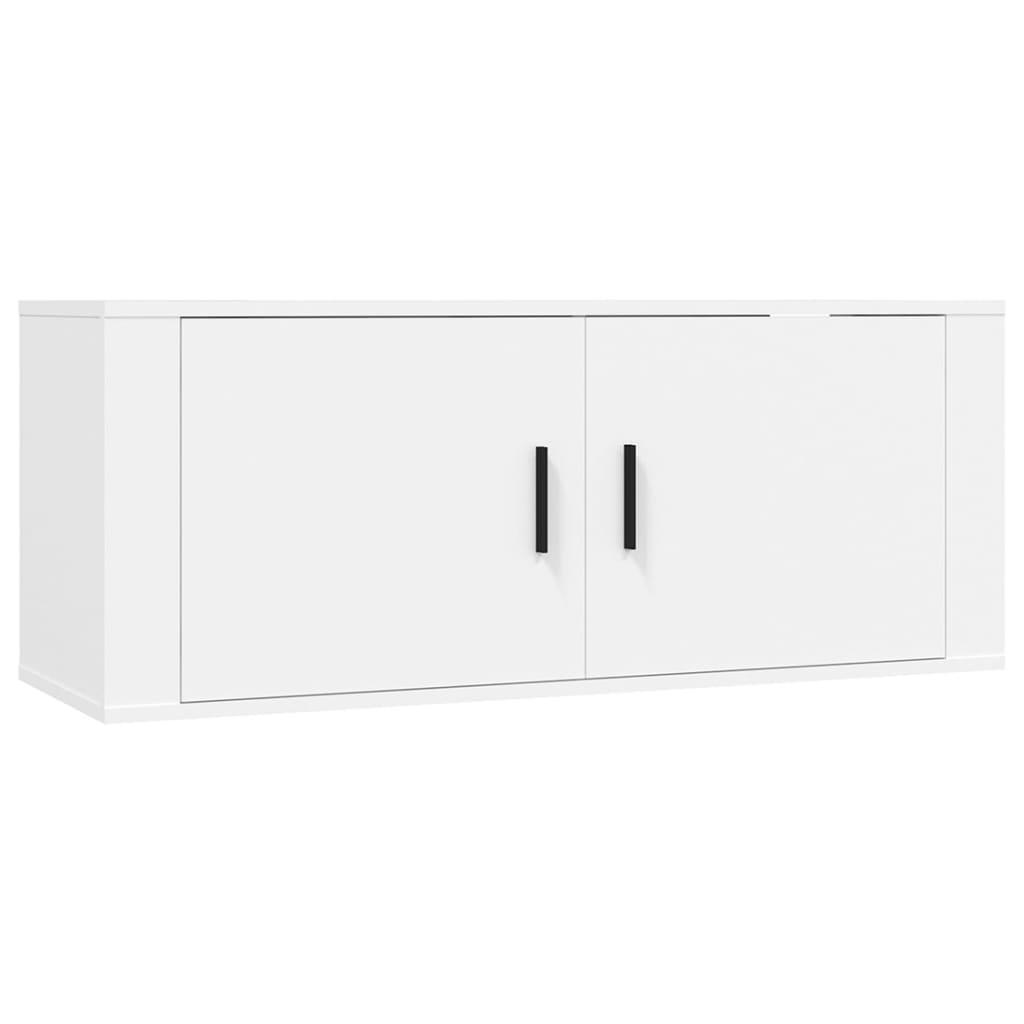 6 Piece TV Cabinet Set White Engineered Wood