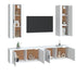 4 Piece TV Cabinet Set White Engineered Wood