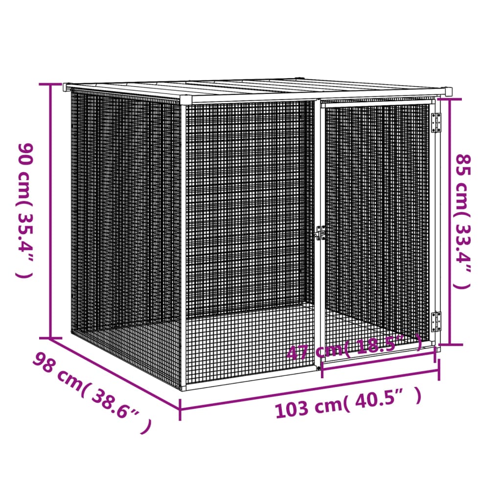 Chicken Cage with Roof Light Grey 103x98x90 cm Galvanised Steel