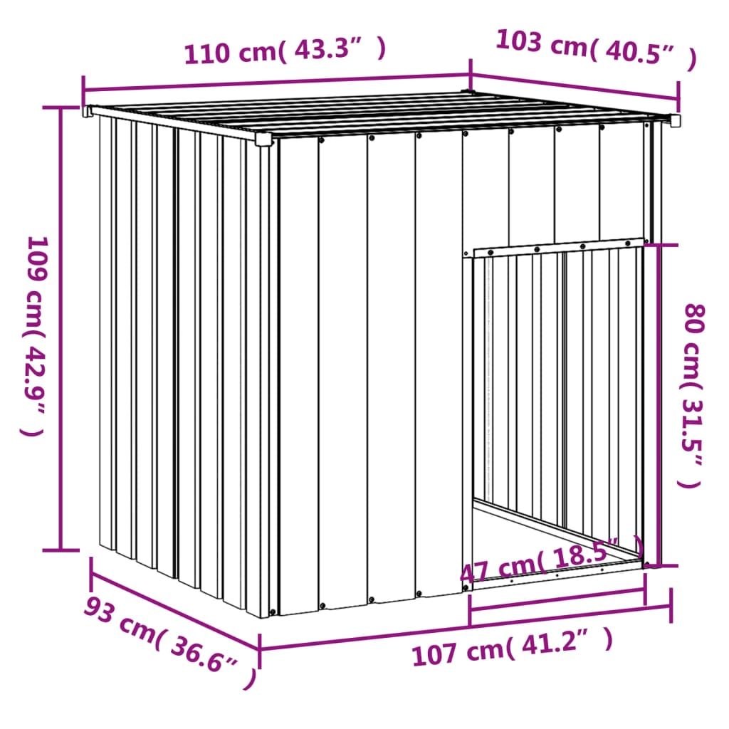 Dog House with Roof Anthracite 110x103x109 cm Galvanised Steel