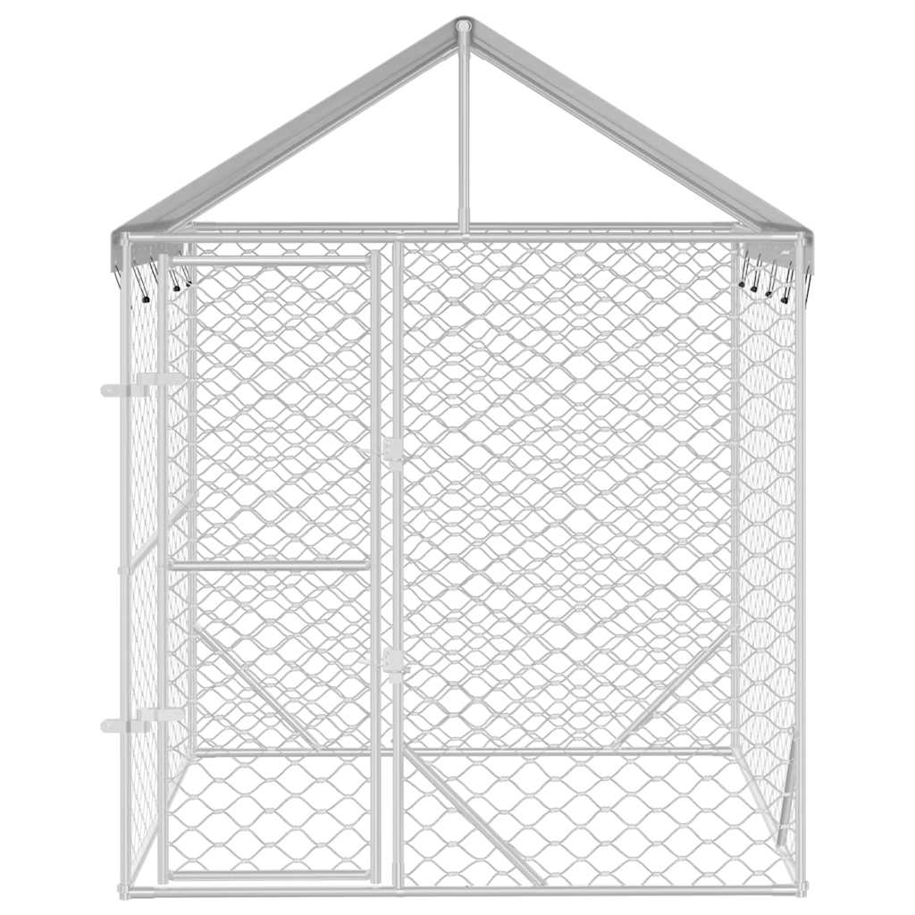 Outdoor Dog Kennel with Roof Silver 2x2x2.5 m Galvanised Steel