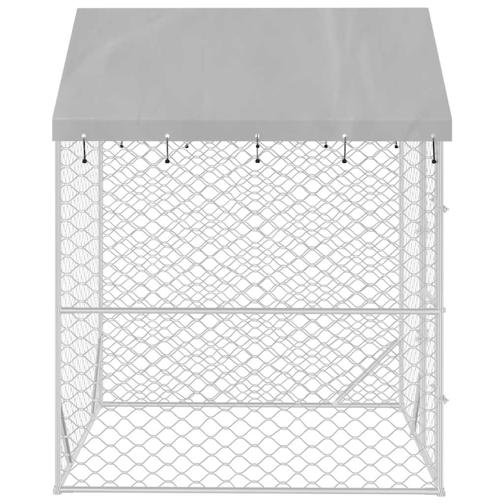 Outdoor Dog Kennel with Roof Silver 2x2x2.5 m Galvanised Steel